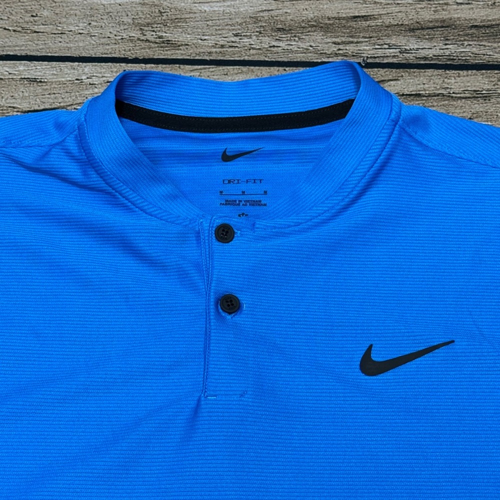 Nike Dri-FIT Polo Shirt Men Medium Blue FJ7035-435 Blade Collar Golf Top